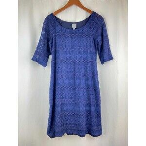 Rabbit Rabbit Rabbit Size M Blue Lace Overlay Dress Wedding Guest Stretch Party
